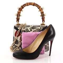 Gucci Broche Bamboo Top Handle Bag Snakeskin with Leather Mini