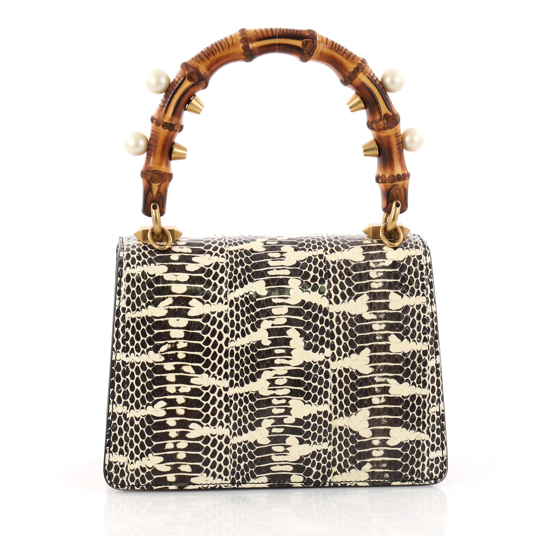 Gucci Broche Bamboo Top Handle Bag Snakeskin with Leather Mini at 1stDibs | gucci  broche bag