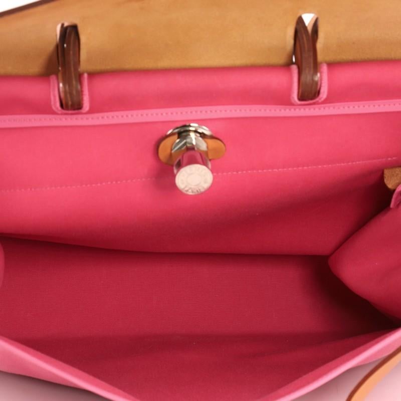 Pink  Hermes Herbag Zip Leather and Toile 39