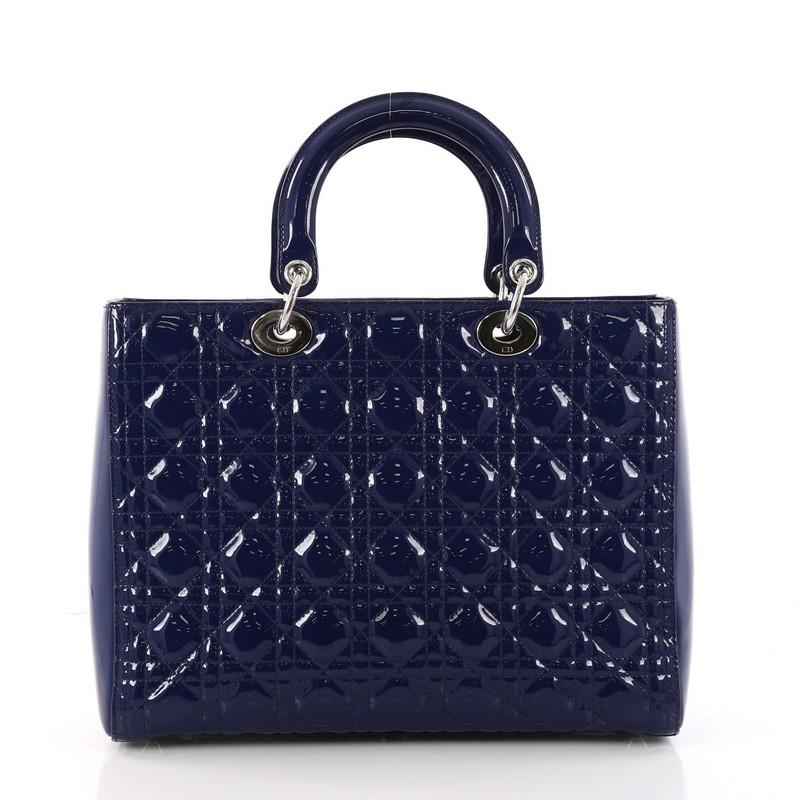 Christian Dior Lady Dior Handbag Cannage Quilt Patent Large In Good Condition In NY, NY