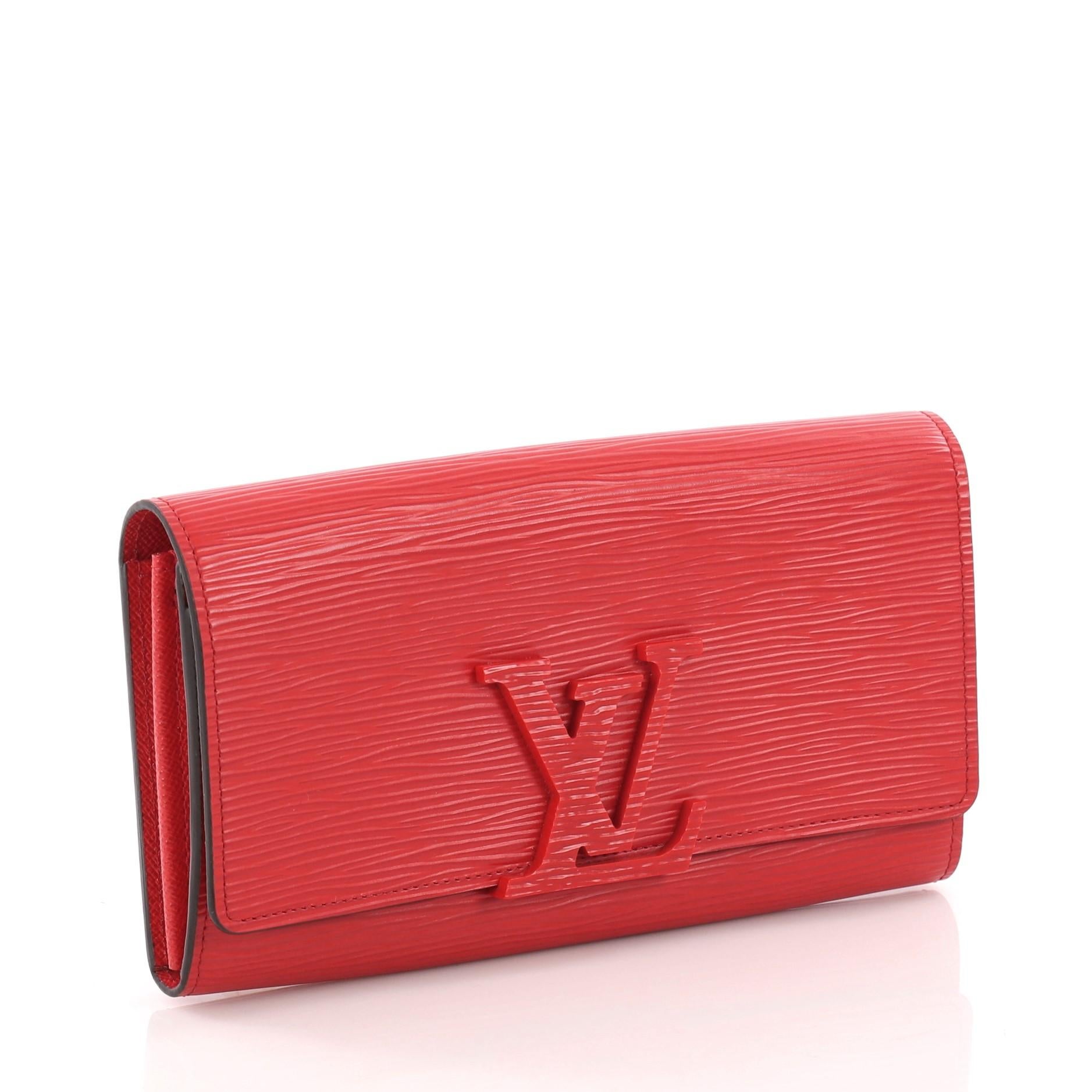 Red Louis Vuitton Louise Wallet Epi Leather Long