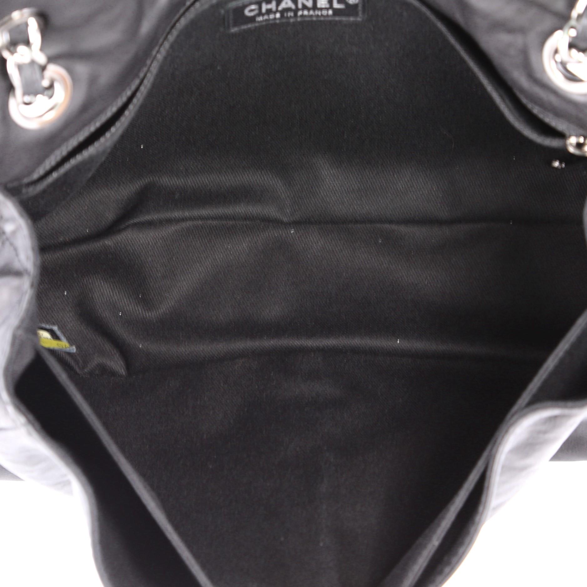 Black Chanel Natural Beauty Split Pocket Flap Bag Quilted Leather Medium