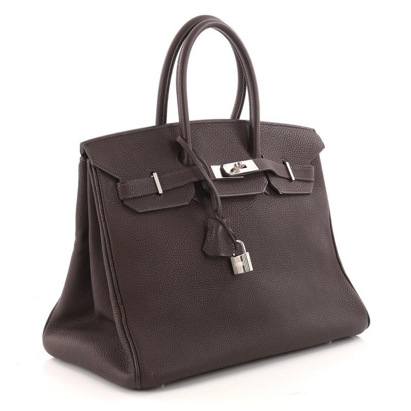 Black Hermes Birkin Handbag Café Togo with Palladium Hardware 35