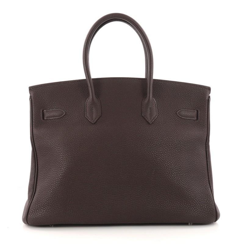 Hermes Birkin Handbag Café Togo with Palladium Hardware 35 In Good Condition In NY, NY