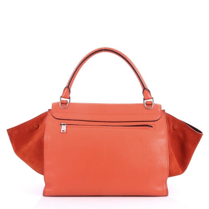 Orange Celine Trapeze Handbag Leather Medium