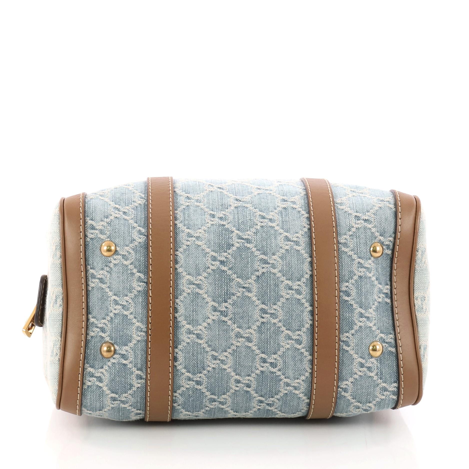 Gucci Convertible Joy Boston Bag GG Denim Small In Good Condition In NY, NY