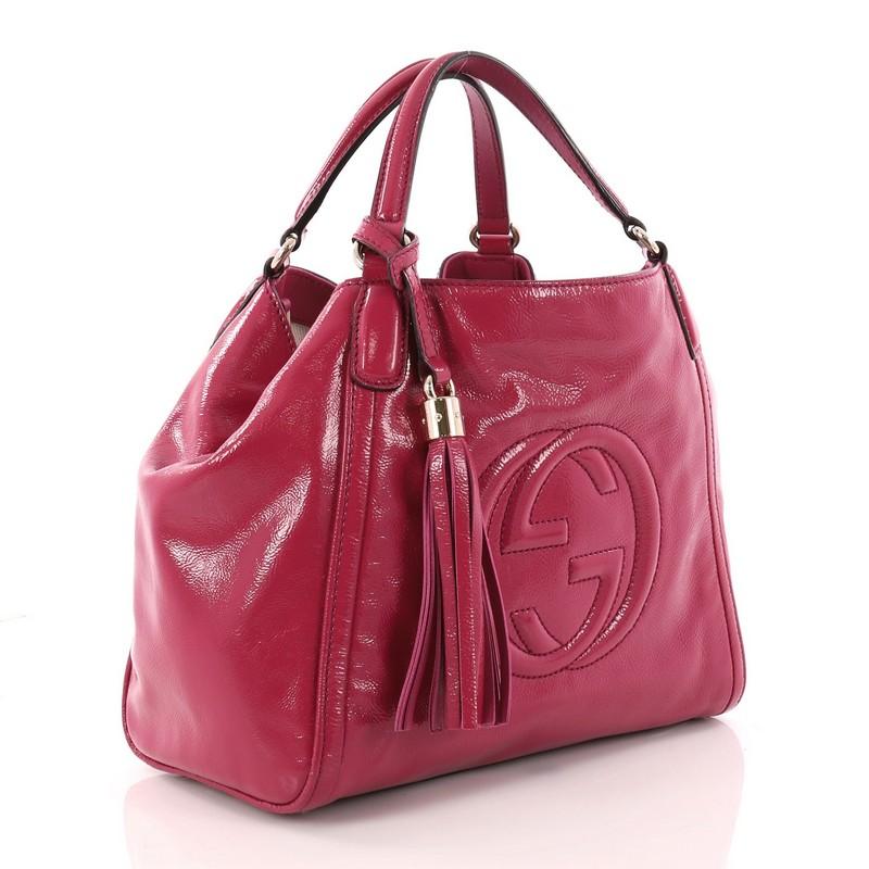 Red Gucci Soho Convertible Shoulder Bag Patent Small
