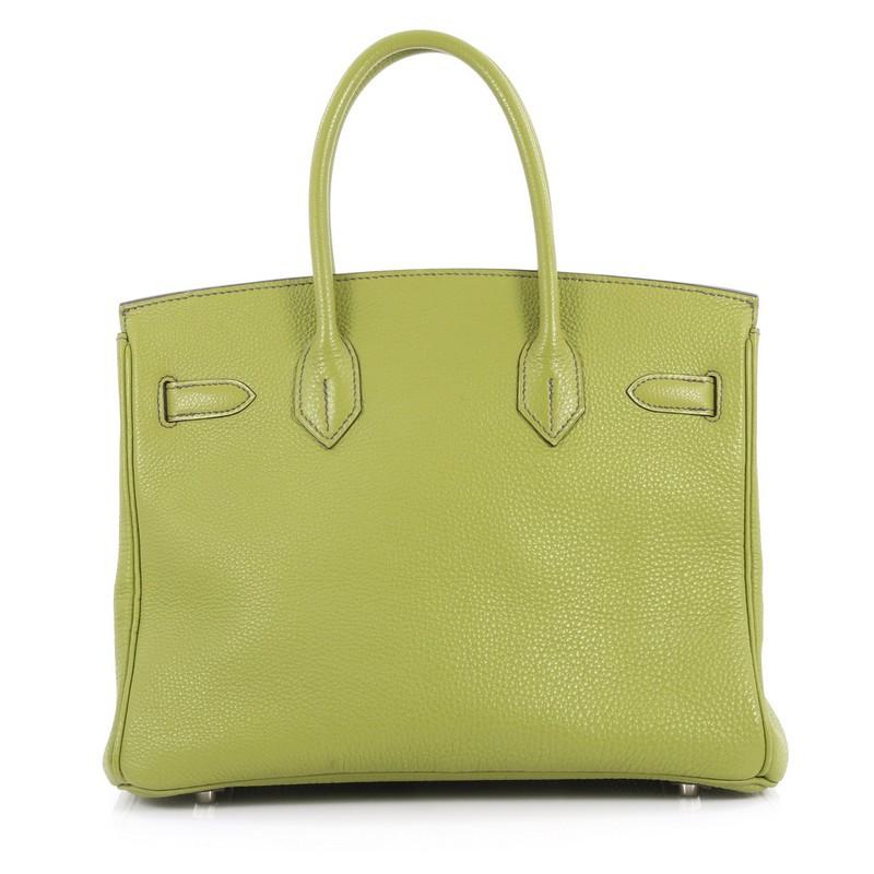 Hermes Birkin Handbag Vert Anis Togo with Palladium Hardware 30 In Good Condition In NY, NY