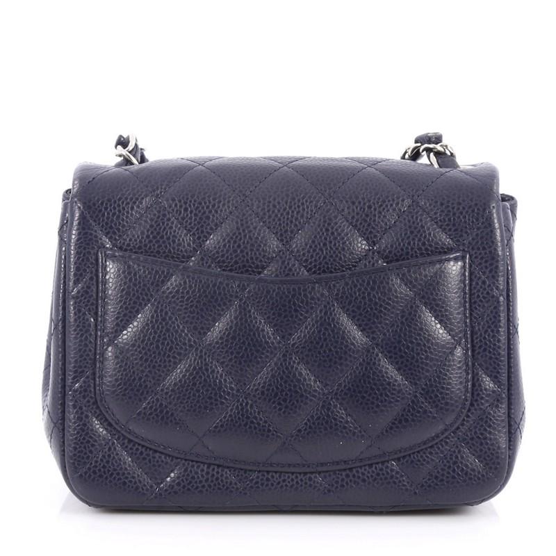 Chanel Square Classic Single Flap Bag Quilted Caviar Mini In Good Condition In NY, NY