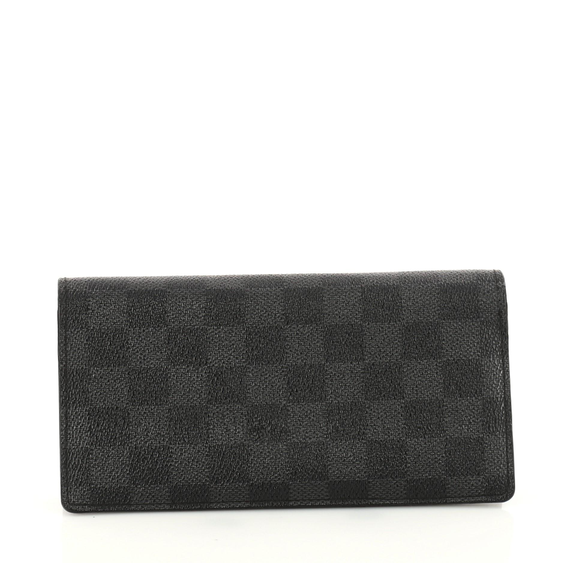 Louis Vuitton Brazza Wallet Damier Graphite In Good Condition In NY, NY