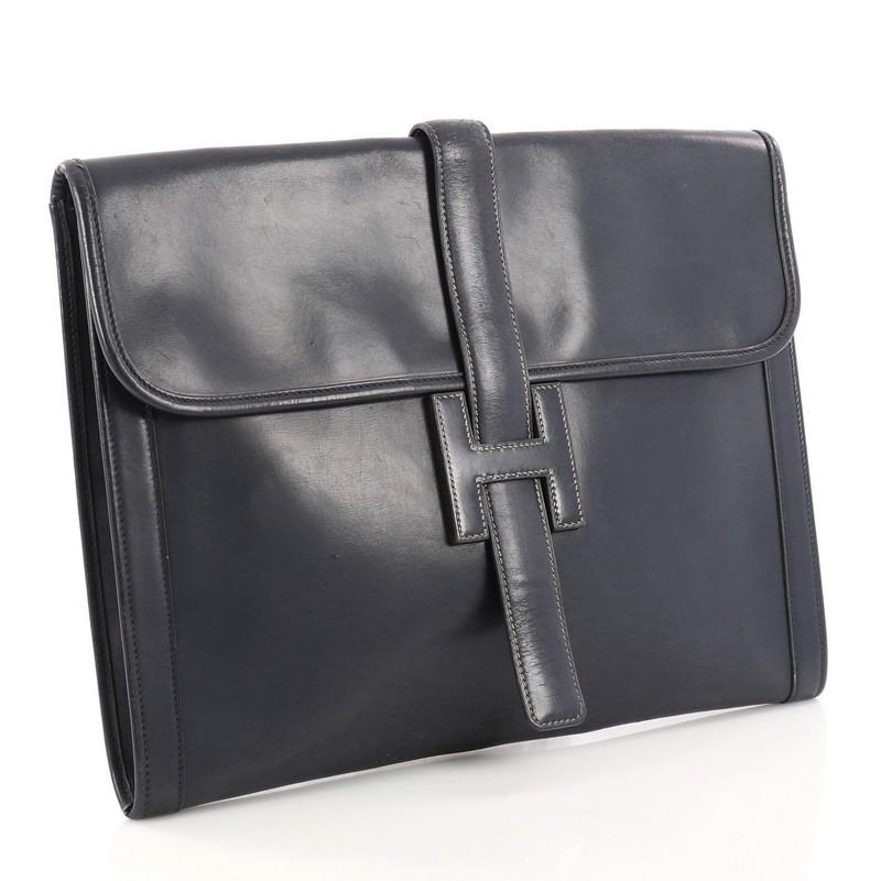 Black Hermes Jige Clutch Box Calf GM