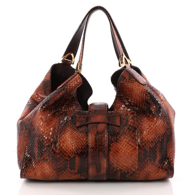 Gucci Soft Stirrup Tote Python Medium In Good Condition In NY, NY