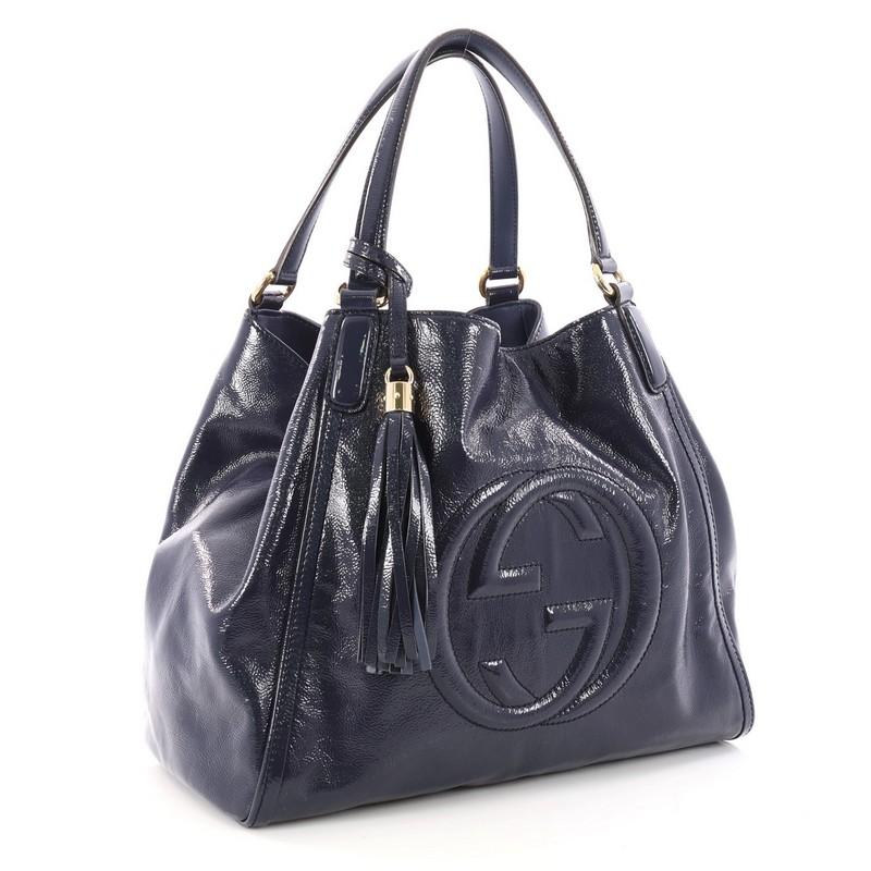 Black Gucci  Soho Shoulder Bag Patent Medium