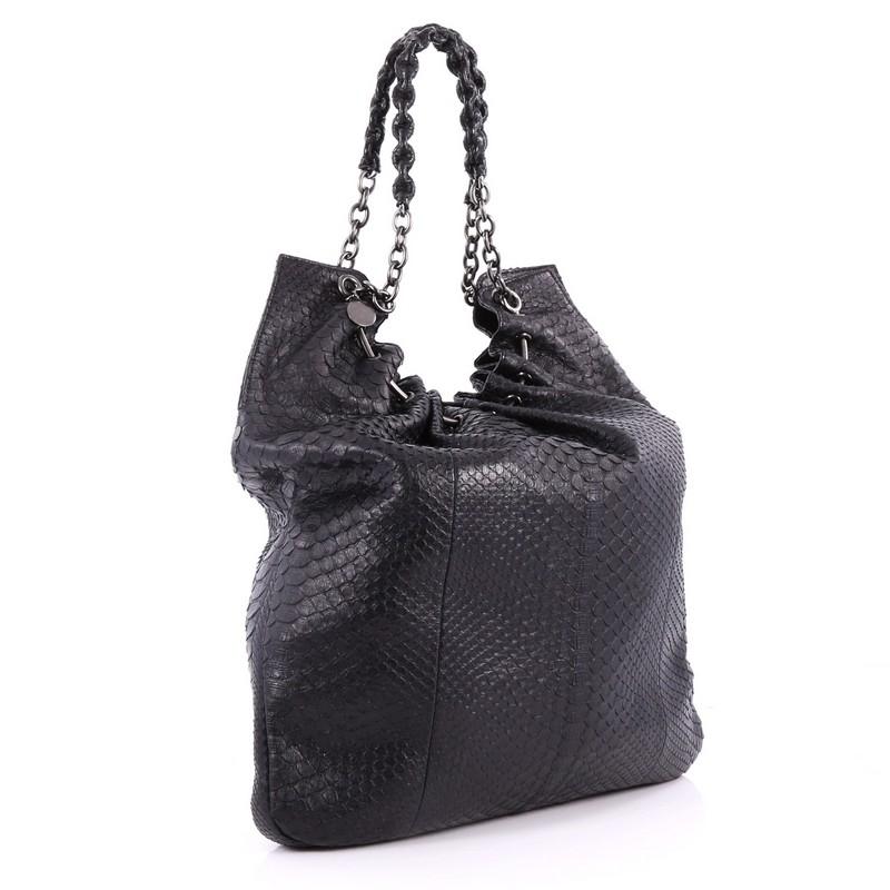 Black Tom Ford Chain Handle Bag Python Large