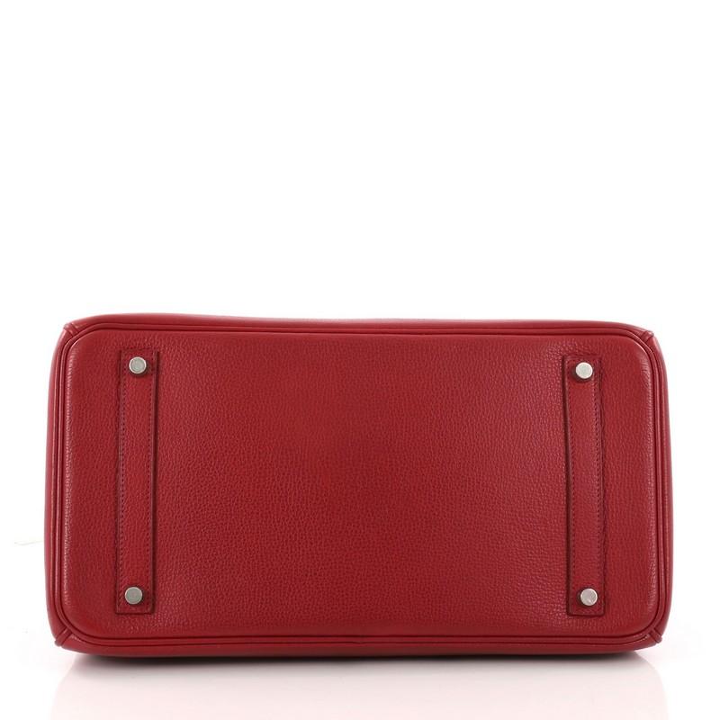 Hermes Birkin Handbag Rouge Red Buffalo Skipper with Palladium Hardware 35 In Good Condition In NY, NY