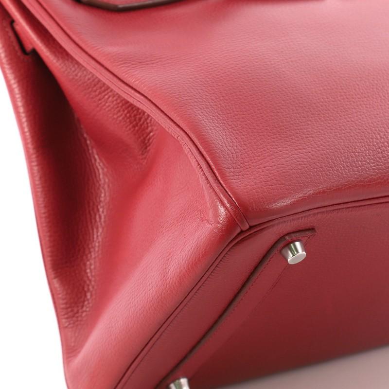 Women's or Men's Hermes Birkin Handbag Rouge Red Buffalo Skipper with Palladium Hardware 35
