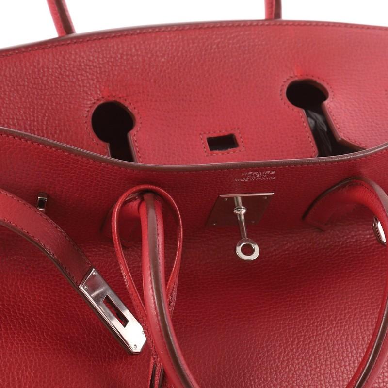 Hermes Birkin Handbag Rouge Red Buffalo Skipper with Palladium Hardware 35 2