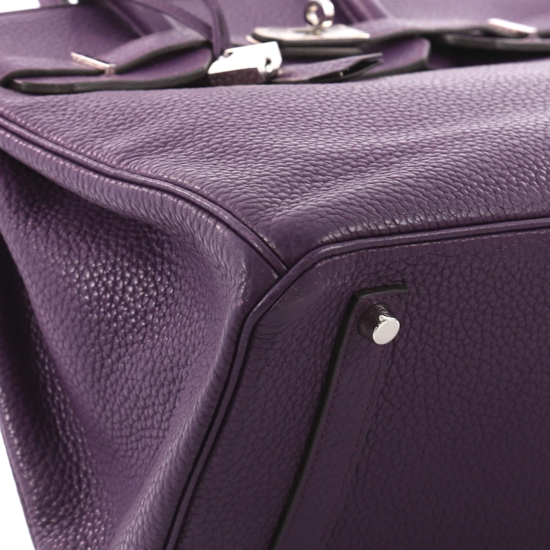 Women's Hermes Birkin Handbag Ultraviolet Purple Clemence with Palladium Hardware 35 