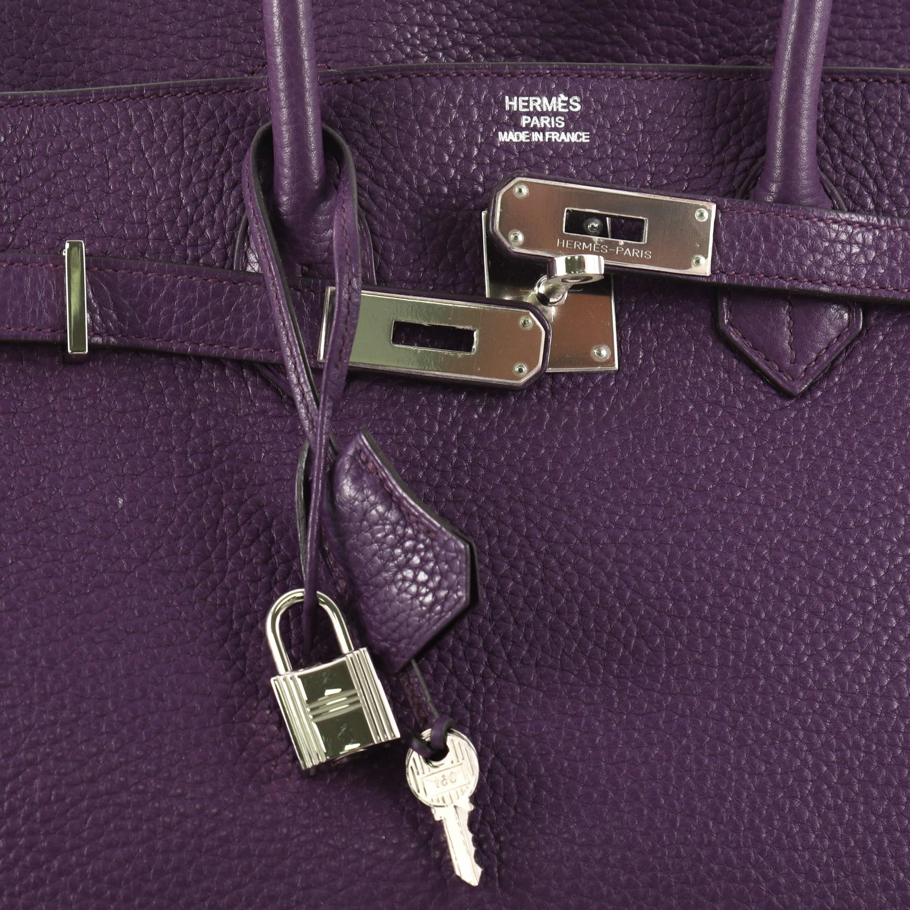 Hermes Birkin Handbag Ultraviolet Purple Clemence with Palladium Hardware 35  1