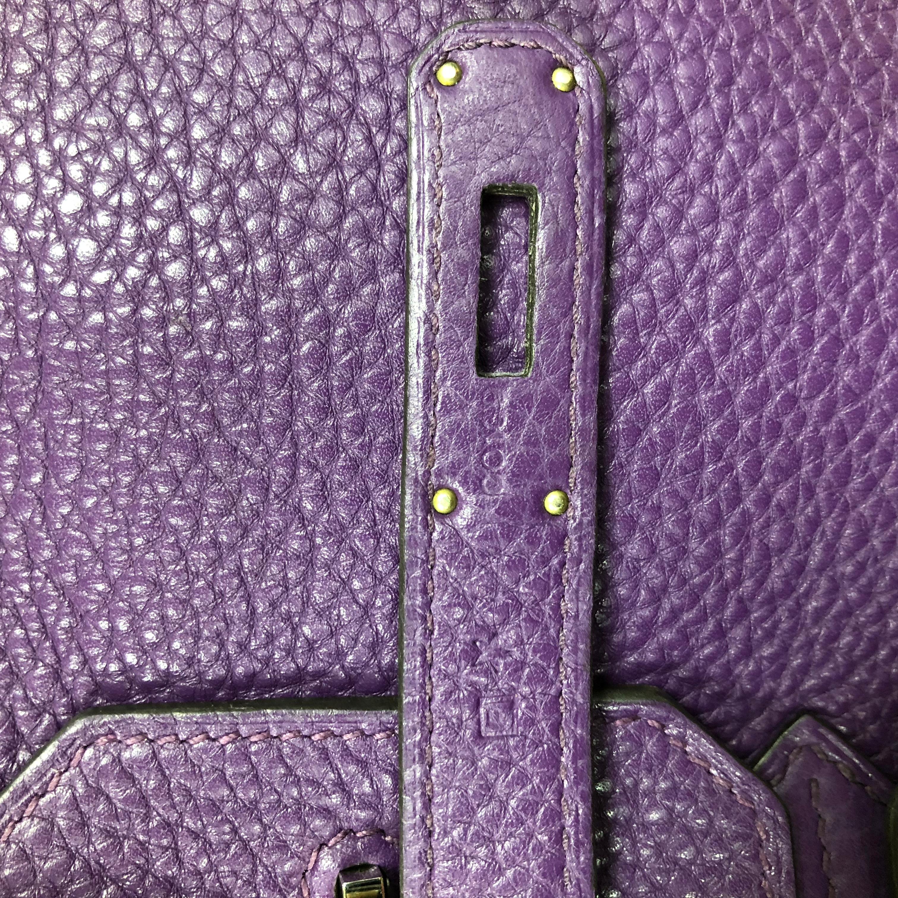 Hermes Birkin Handbag Ultraviolet Purple Clemence with Palladium Hardware 35  3