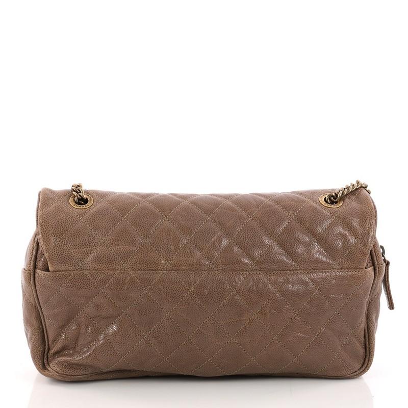 Brown Chanel Shiva Flap Bag Quilted Caviar Large