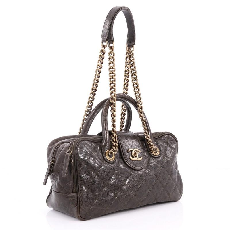 Black Chanel Shiva Bowler Bag Quilted Caviar