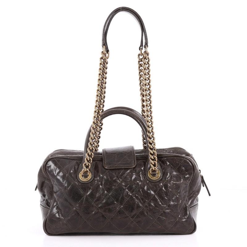 Chanel Shiva Bowler Bag Quilted Caviar In Good Condition In NY, NY