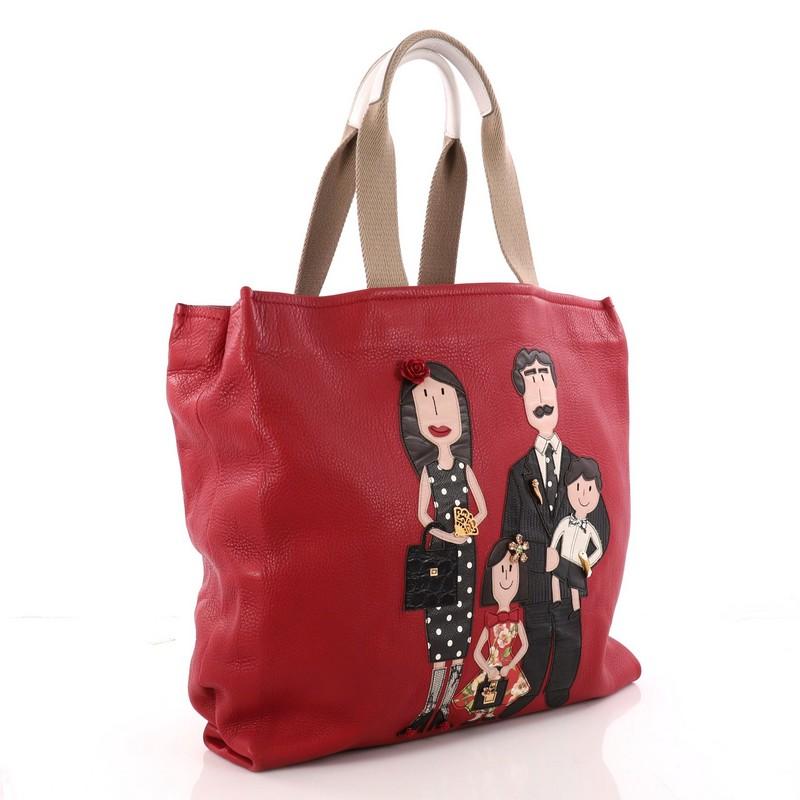 Red Dolce & Gabbana Open Tote Patchwork Leather Large