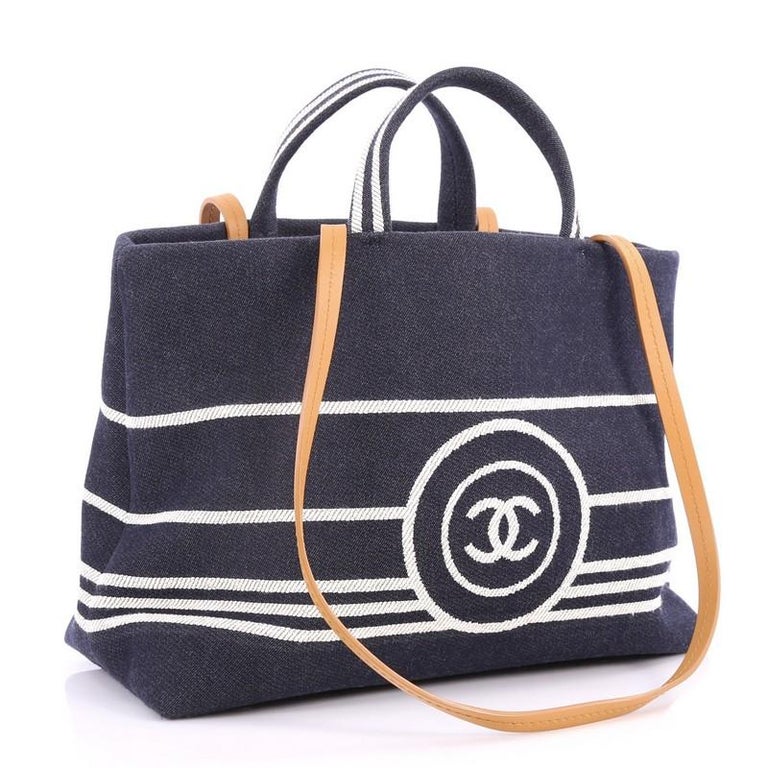 Chanel CC Shopping Tote Denim Large at 1stDibs chanel denim tote bag