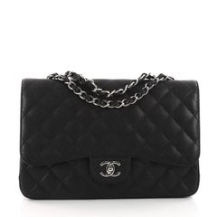 Chanel Classic Single Flap Bag Quilted Caviar Jumbo