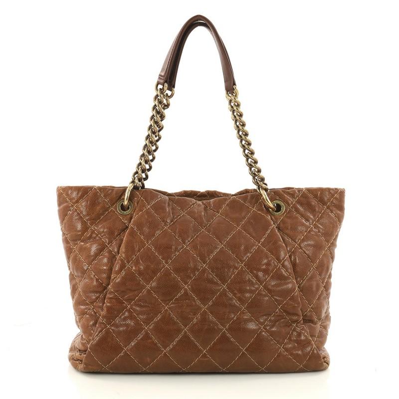 Chanel Coco Pleats Tote Quilted Glazed Caviar Large In Fair Condition In NY, NY