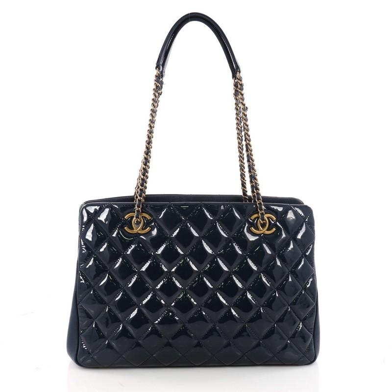 Chanel Eyelet Tote Quilted Patent Small In Excellent Condition In NY, NY