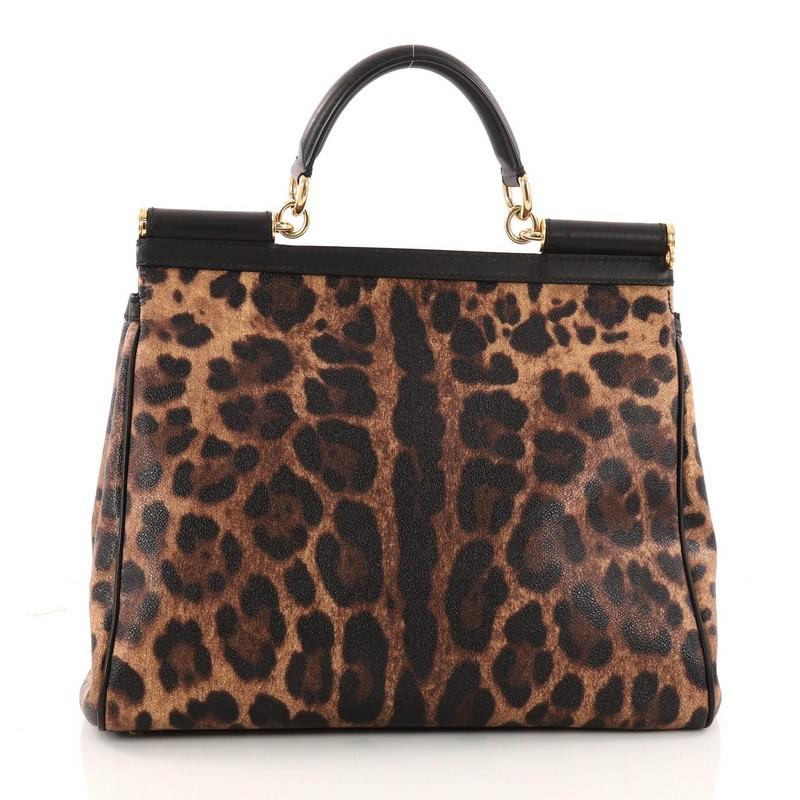 Dolce & Gabbana Miss Sicily Handbag Leopard Print Leather Large In Excellent Condition In NY, NY