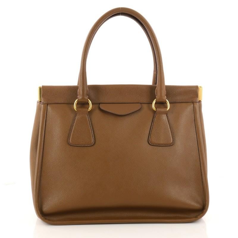 Prada Frame Tote Saffiano Leather Medium In Excellent Condition In NY, NY