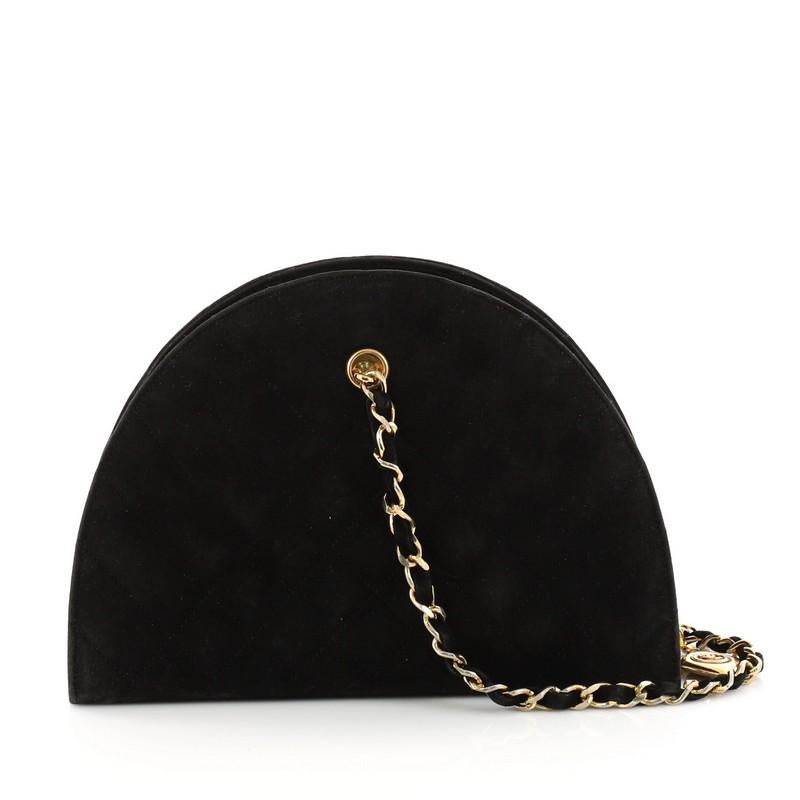 Chanel Vintage Quilted Suede Small Dome Chain Bag  In Good Condition In NY, NY