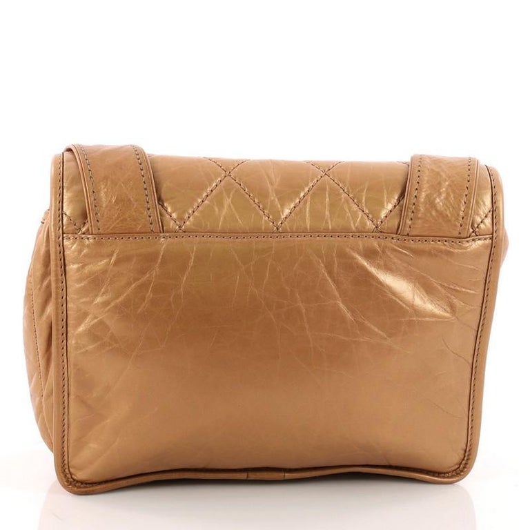 Chanel Vintage Logo Messenger Bag Quilted Aged Calfskin Medium at 1stDibs