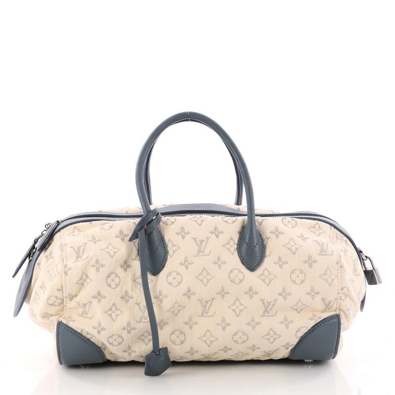Beige Louis Vuitton Round Speedy Bag Monogram Denim