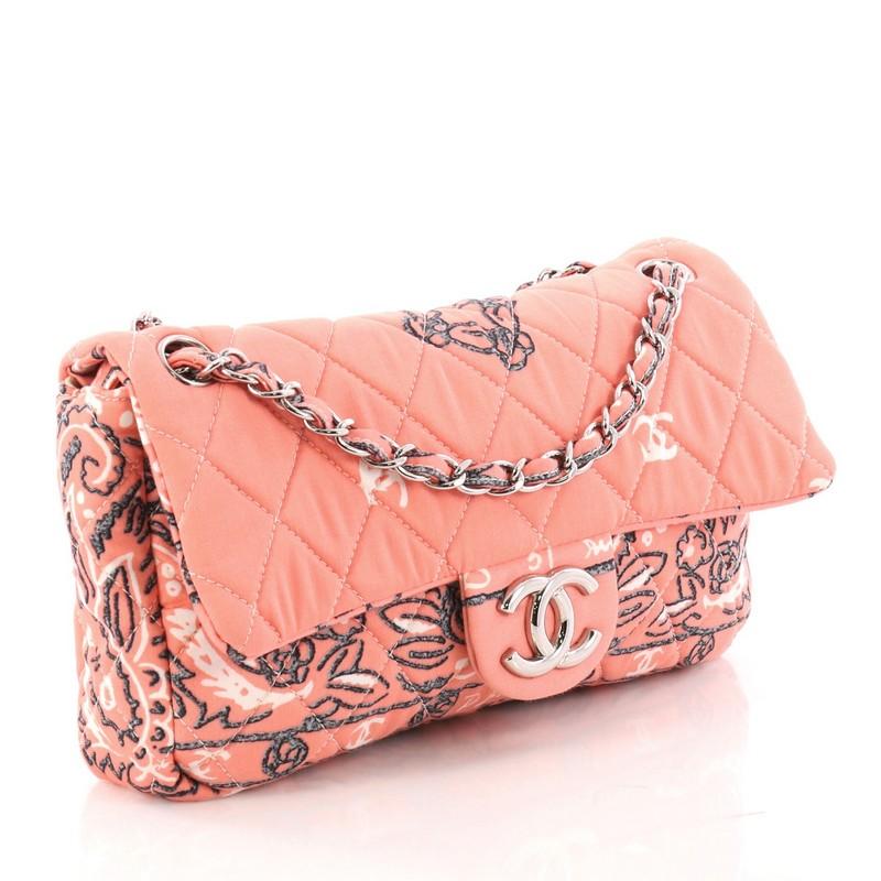 Pink Chanel Bandana Flap Bag Quilted Canvas Medium