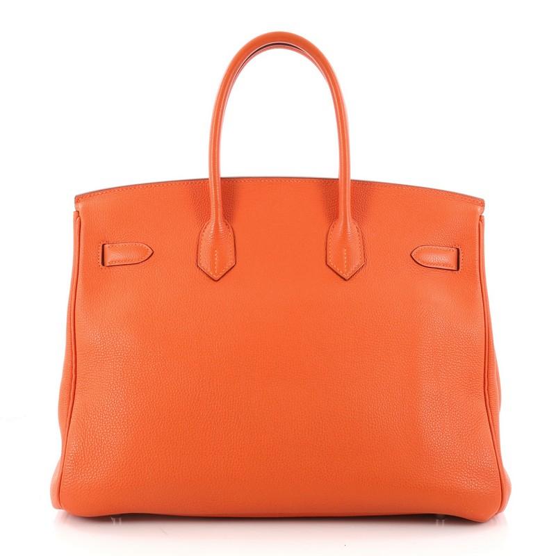 Hermes Birkin Handbag Orange H Vache Trekking with Palladium Hardware 35 In Good Condition In NY, NY