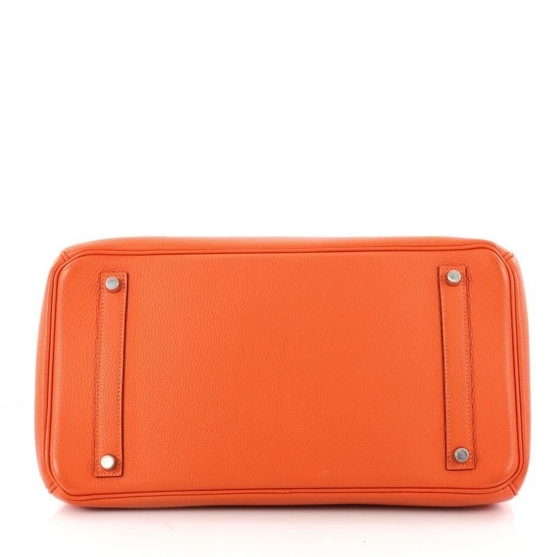 Women's Hermes Birkin Handbag Orange H Vache Trekking with Palladium Hardware 35