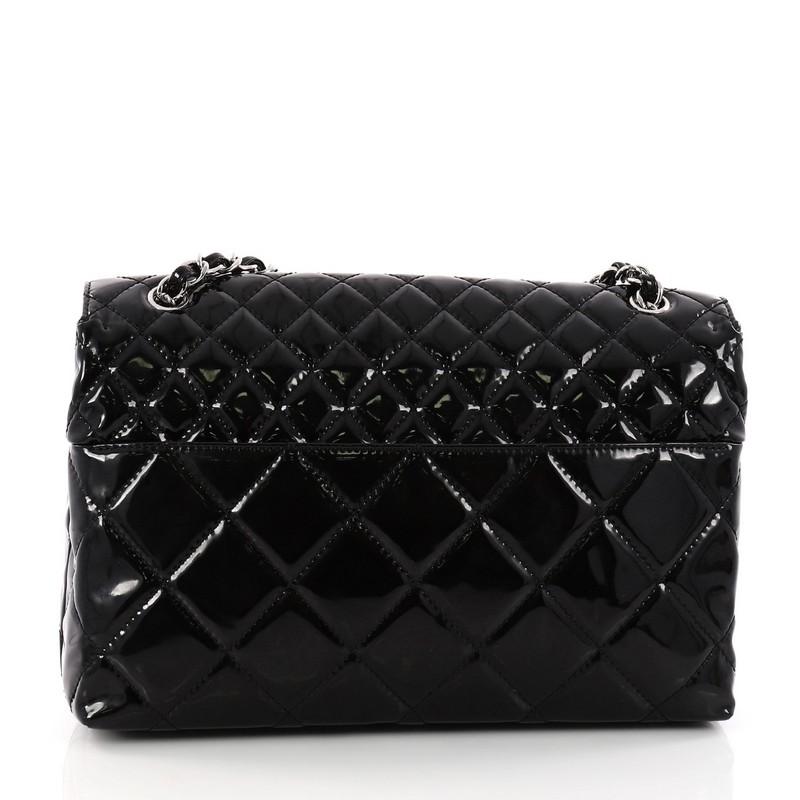 Black Chanel In The Business Flap Bag Quilted Patent Vinyl Maxi