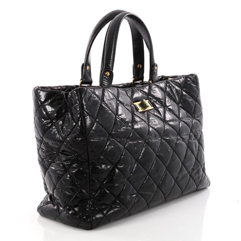 Black Chanel Rita Tote Quilted Glazed Crackled Calfskin Small