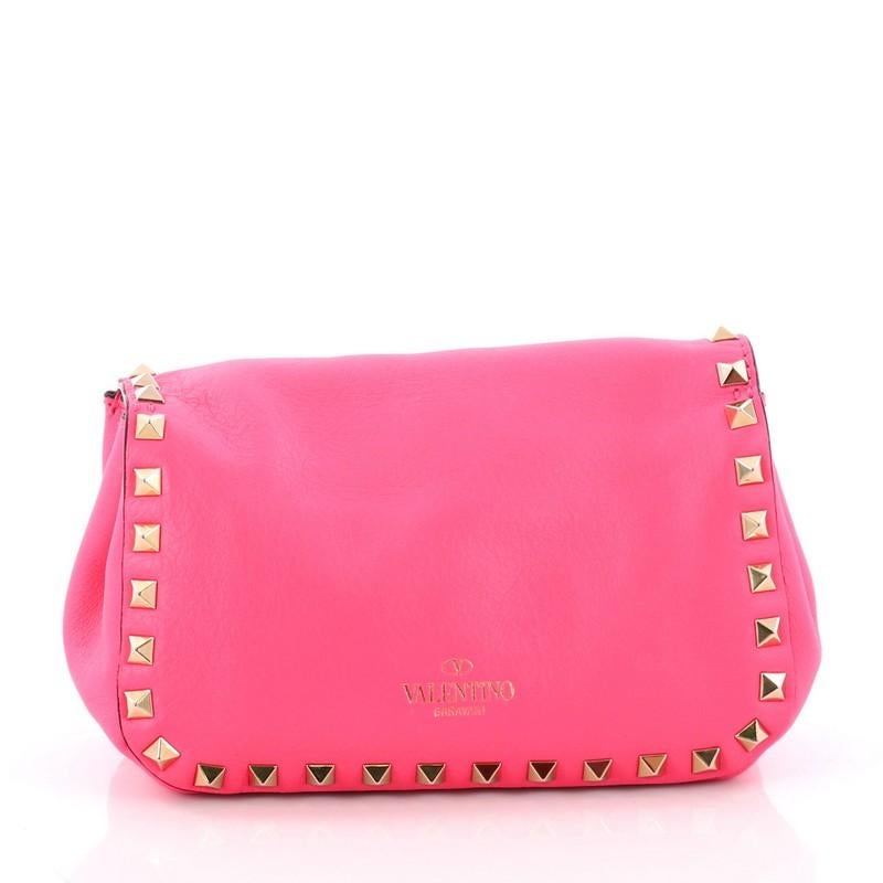 Valentino Rockstud Flip Lock Flap Bag Leather Mini In Good Condition In NY, NY