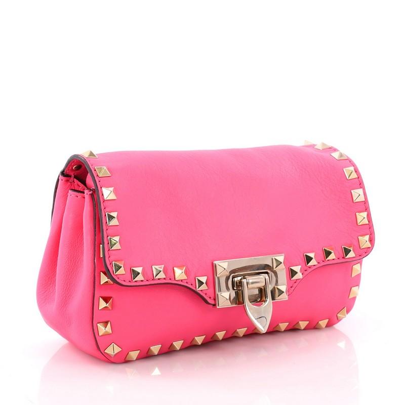 Pink Valentino Rockstud Flip Lock Flap Bag Leather Mini