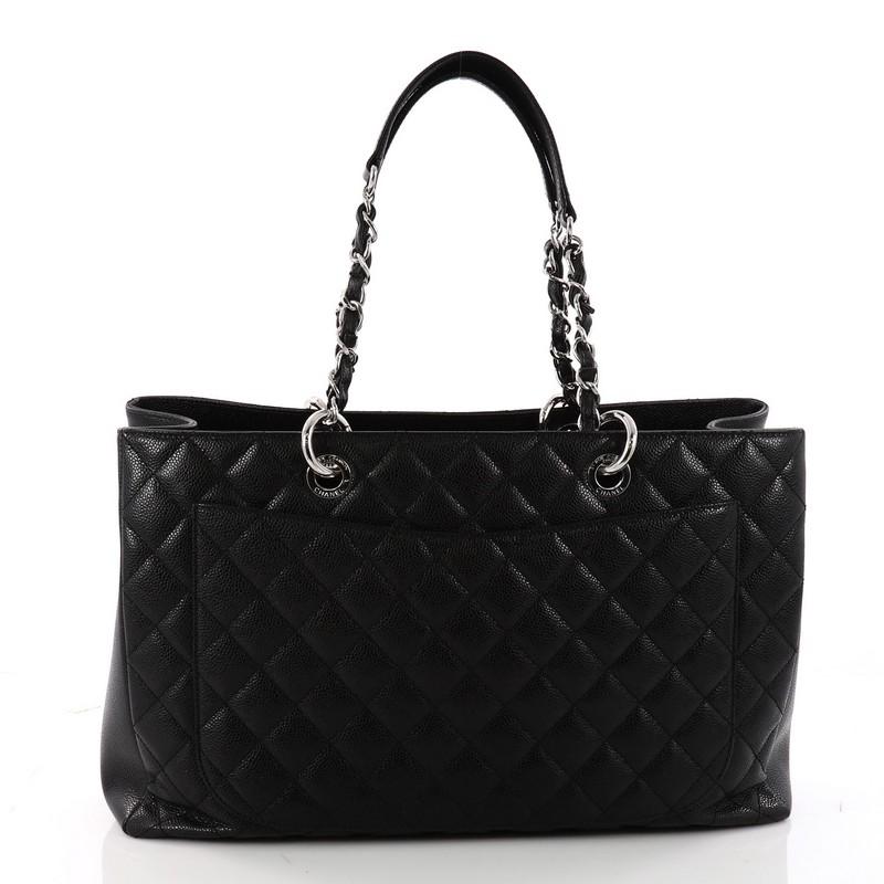 Black Chanel Grand Shopping Tote Quilted Caviar XL