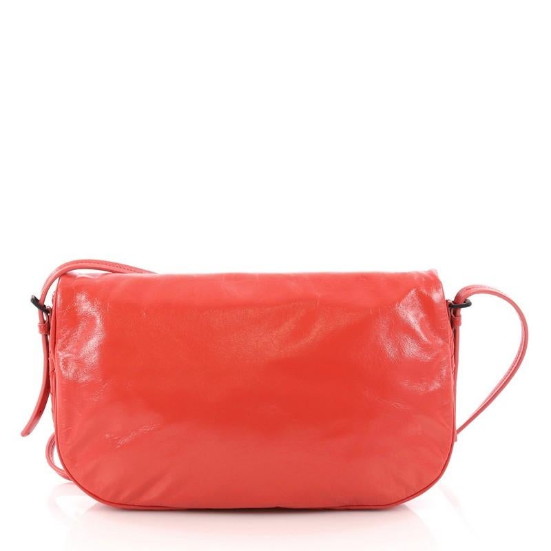 Bottega Veneta Flap Messenger Bag Leather with Intrecciato Detail Medium In Good Condition In NY, NY