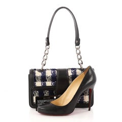Chanel Aged Chain CC Top Handle Flap Bag Tweed Small