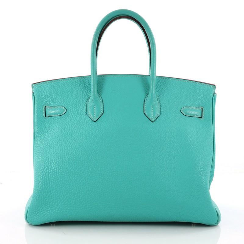 Hermes Birkin Handbag Lagon Togo with Palladium Hardware 35 In Good Condition In NY, NY