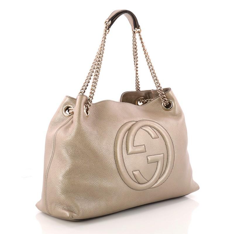 Brown Gucci Soho Chain Strap Shoulder Bag Leather Medium
