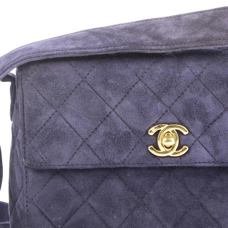 Chanel Vintage Top Handle Flap Bag Quilted Suede Small 2